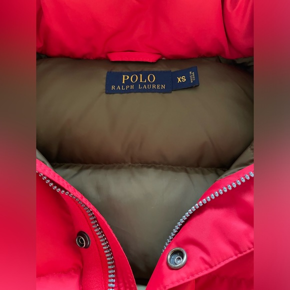 VINTAGE - Red, Polo, Ladies Ralph Lauren Puffer Vest with Hood - Picture 3 of 3
